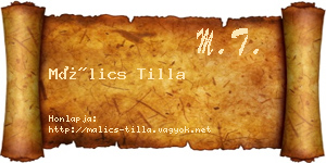 Málics Tilla névjegykártya